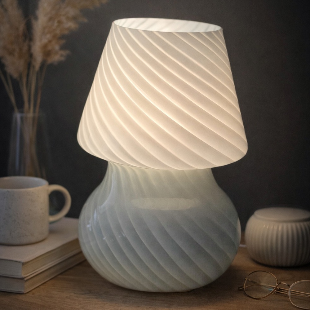 90’s Swirl frosted table lamp sculptural modern decor
